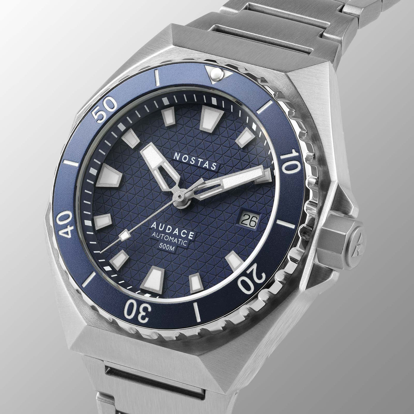NOSTAS SPORTS AUDACE BLUE BROWN LEATHER 39MM